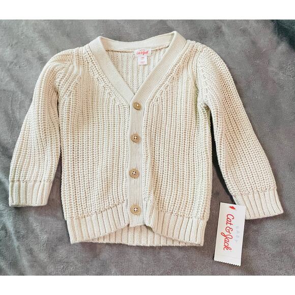 Cat & Jack Other - NWT Cat & Jack Cream 18M Sweater Cardigan Button Up